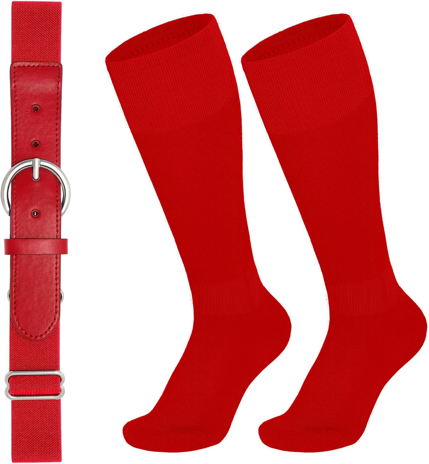 Baseball Belt and Socks Combo for Youth Boys Girls Softball Socks and Elastic Belt for Adult