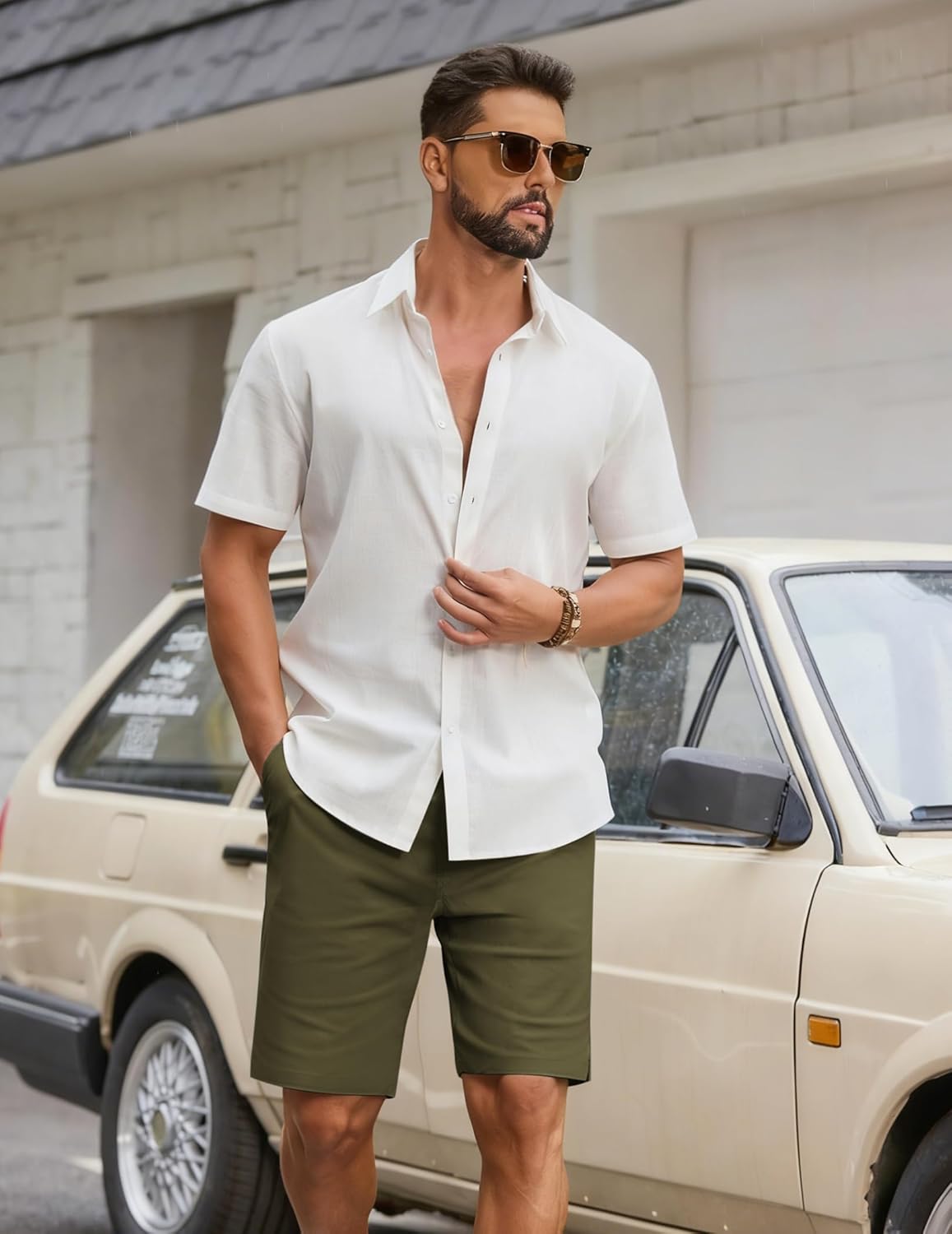 COOFANDY Mens Casual Shorts Cotton Drawstring Elastic Waist Lightweight 9" Chino Golf Shorts Summer Beach Shorts - Image 3
