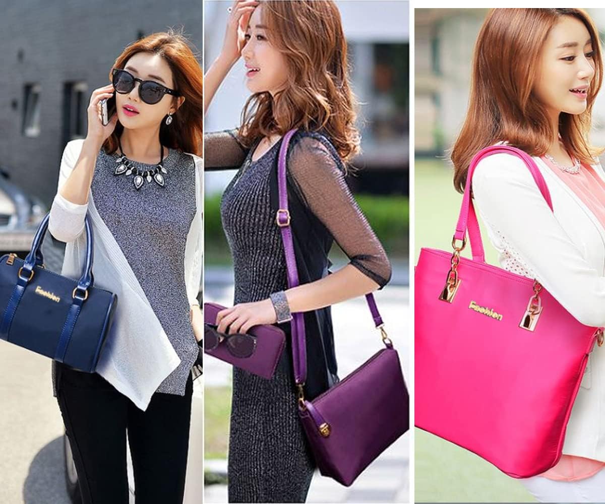 Women Ladies 6 Pcs Handbag Set Hobo Top Handle Bag Totes Satchels Crossbody Shoulder Bags and Purse Clutch image 3
