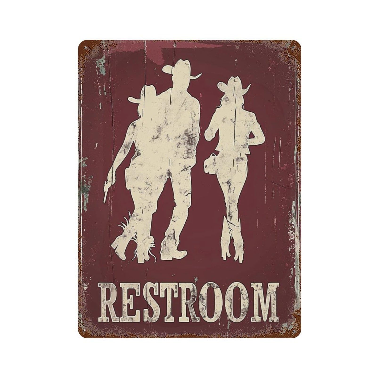FHUYEURHRY Western Cowboy Restroom 01 Wall Decor Retro Iron Vintage Art Metal Tin Sign Poster Modern Home Cofffee Club Art Bar Shop Decorations Style-3 40x30cm