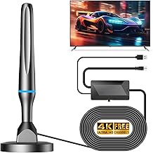 Powerful Indoor TV Antenna TNT HD, 2025 Powerful Magnetic Base Indoor TV Antenna – 80KM 360° Long Range Reception, Compatible with 4K 1080P Portable and All TVs – Blue