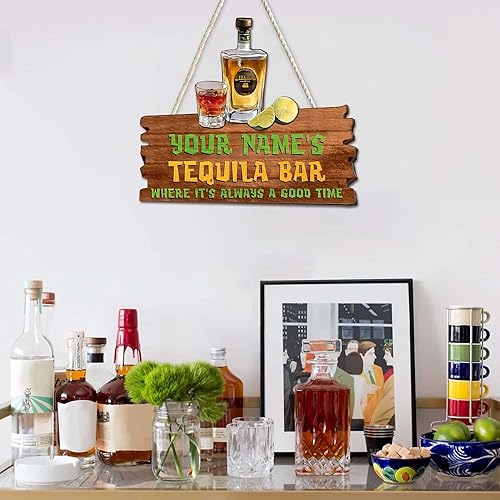 Miniatura 85 de Placa de pared de madera de bar de tequila mexicano personalizado, letrero de bar de México, letrero rústico para pub para el hogar, decoración de 01
