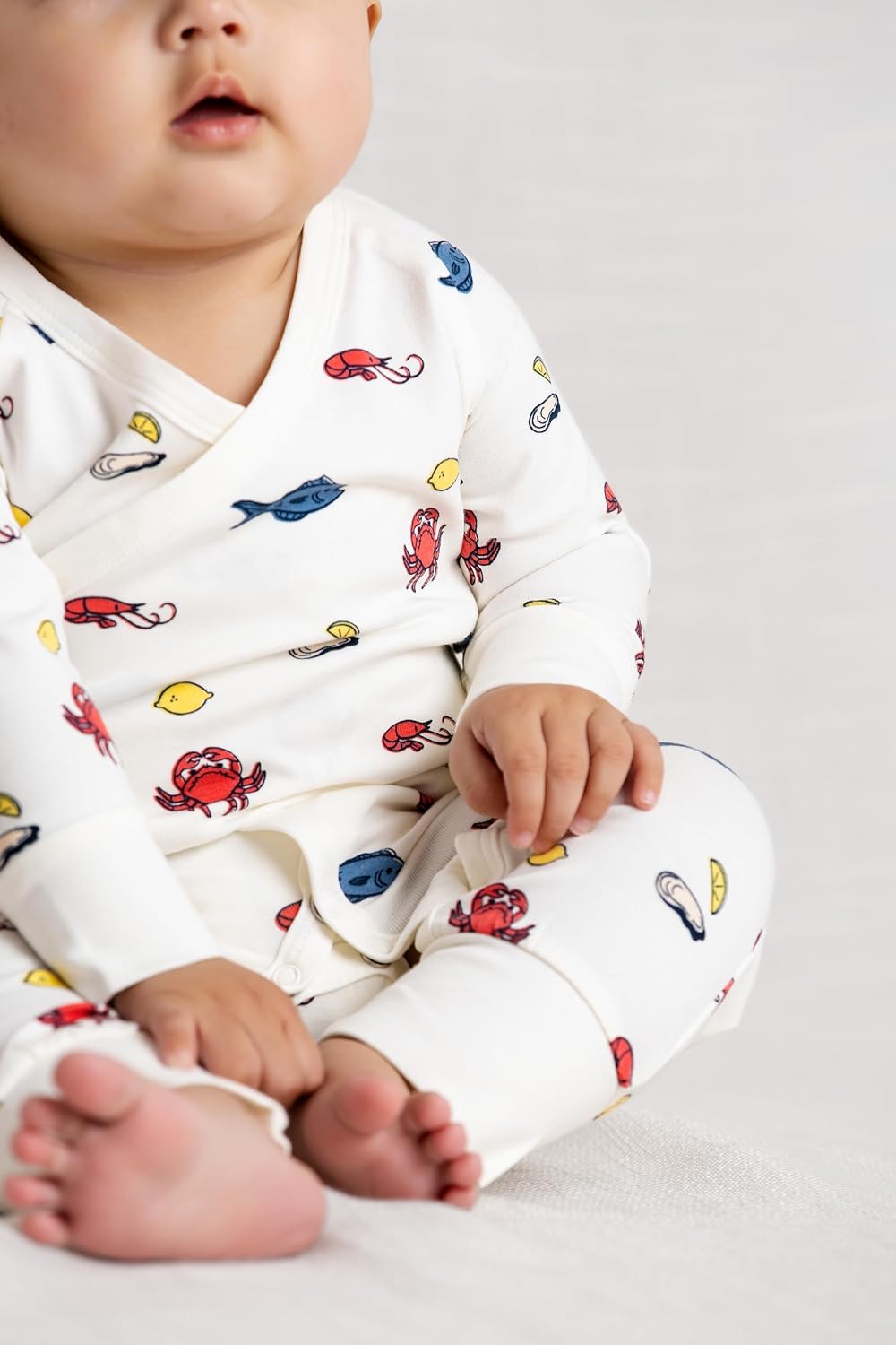 monica + andy Kimono Tie Long Sleeve One Piece, 100% Organic Baby Clothes for Girls & Boys, Preemie, Newborn & Infant