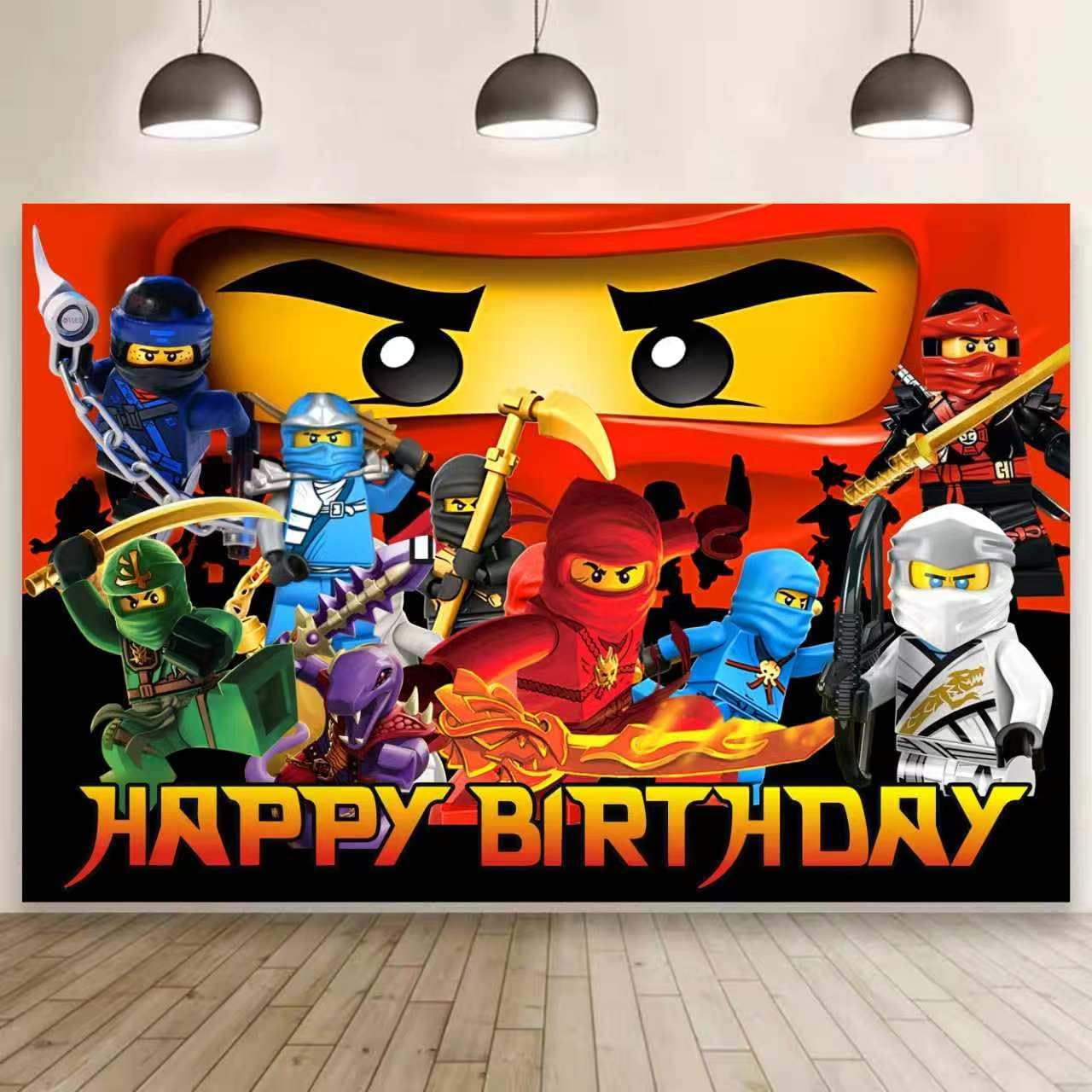 Happy for Ninja Birthday Backdrop Cartoon Birthday Party Supplies Kawaii Background for Boys Girls, Happy Birthday Banner Backdrop for Kids Party Decorations (5x3ft)