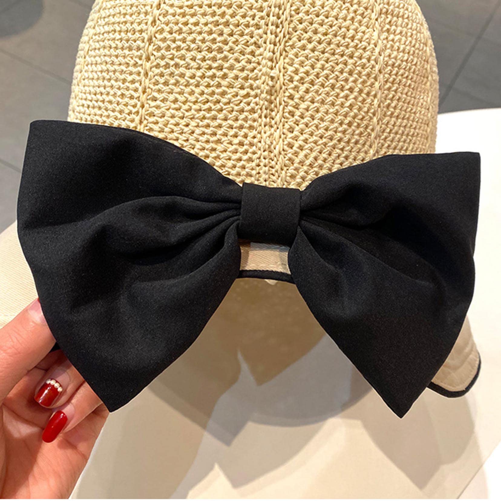 Damski kapelusz typu floppy Bowknot Wide Rand Sun Protection kapelusz słomkowy lato ochrona przed promieniowaniem UV czapka plażowa