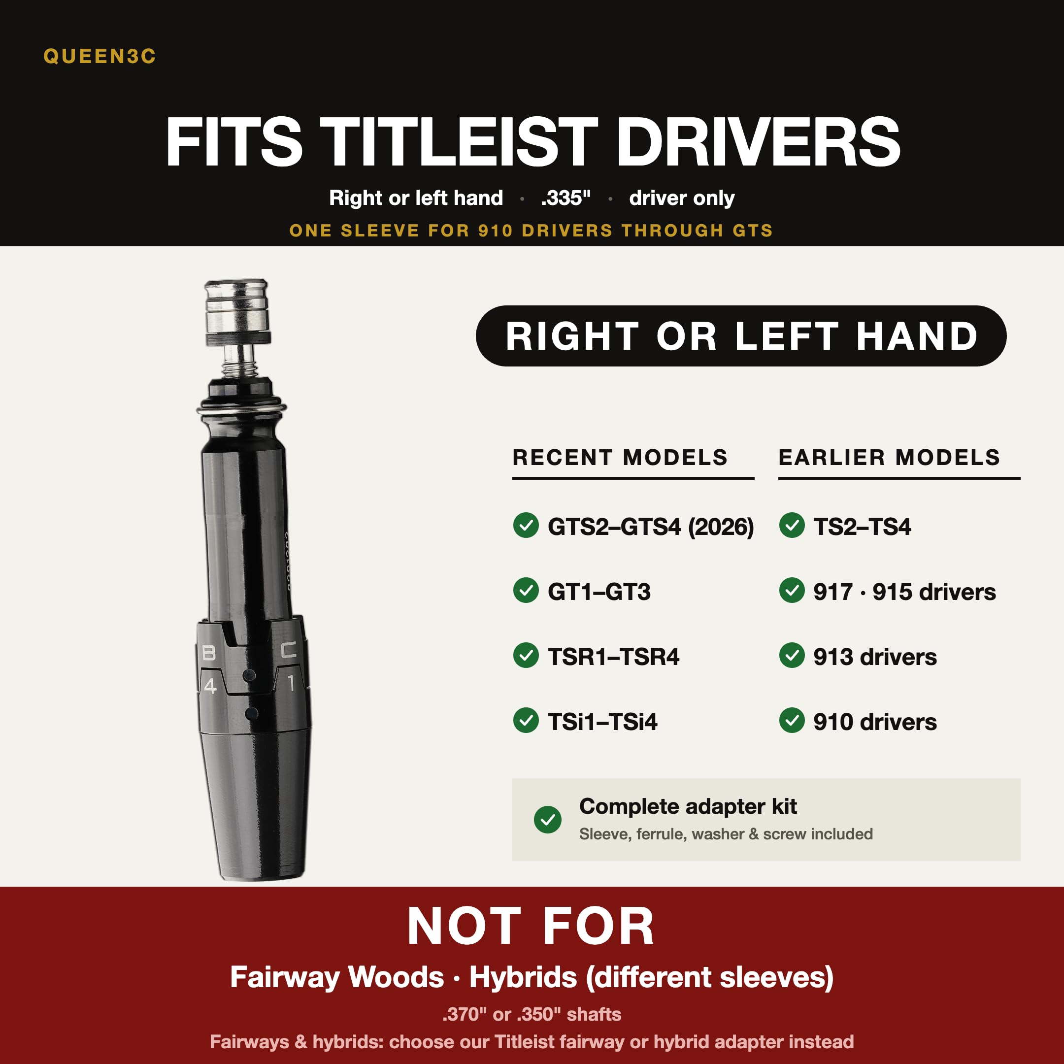 Amazon.com: QUEEN3C Golf Shaft Adapter for Titleist GTS, GT & TSR