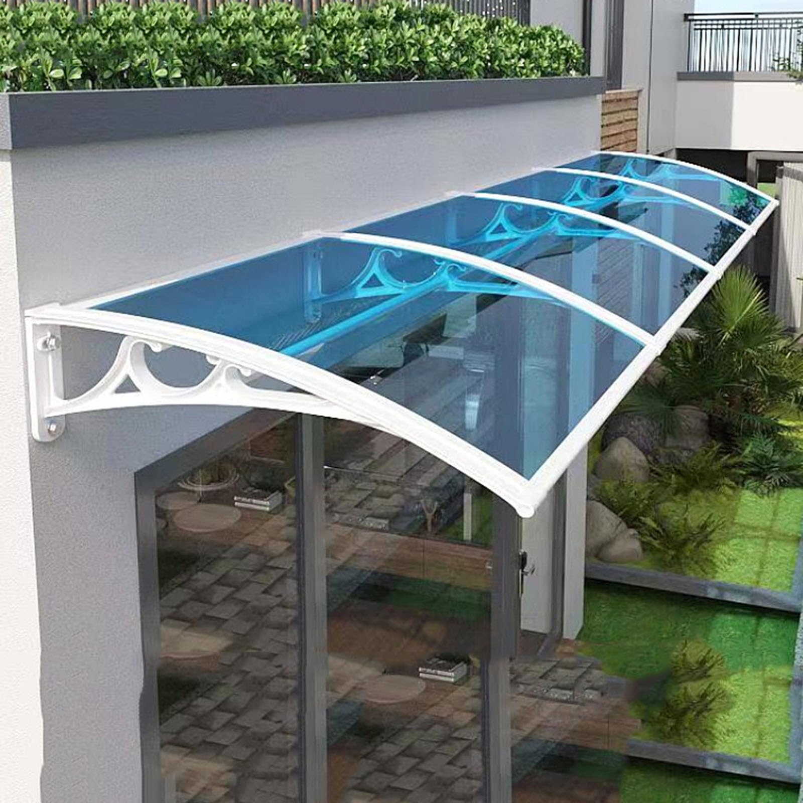 LWJSOCP Polycarbonate Door Canopy Awning Various Sizes Easy Installation Veranda Shelter for Entrance Courtyard Balcony (80x100cm 31x39)