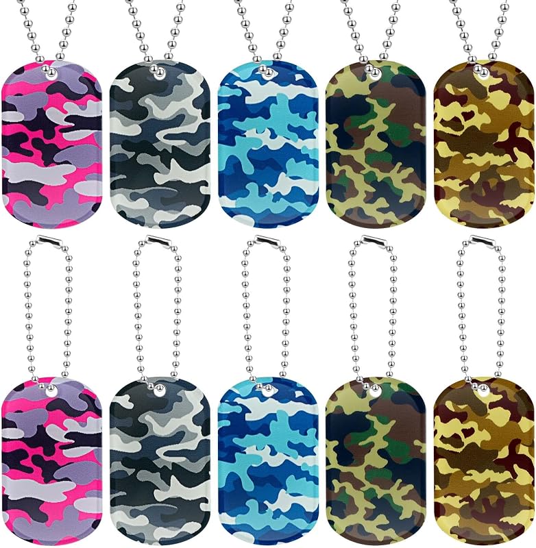 Plaquinhas de Identificação Camufladas para Cães Yinkin em Acrílico com Correntes de Contas, Pacote com 100