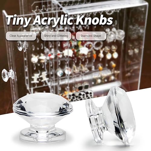 Miniatura 3 de MroMax 6 pomos pequeños de acrílico con mango de diamante de 0.748 in de diámetro transparente brillante en forma de diamante para joyero, estuche
