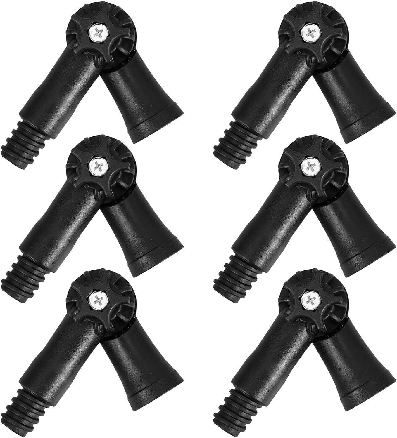 HEMOTON 6pcs Adjustable 160° Rotation Angle Adaptor for Extension Pole with 0.7inch American Threaded Connector, Abs Material, Black Finish, Compatible with Mops and Broom Thread Angle