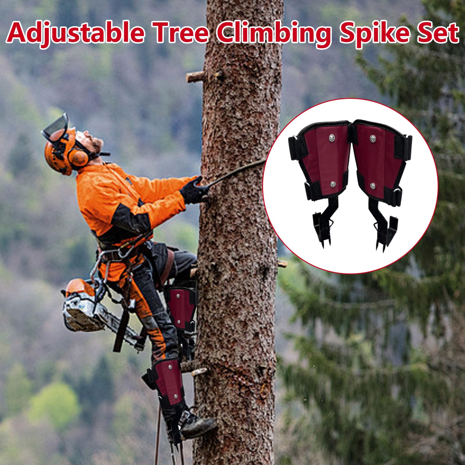 Picos de escalada de árboles, equipo de escalada de árboles con 2 garras, picos ajustables para trepar árboles con bandas, correa de tobillo, guantes, equipo portátil de escalada de árboles
