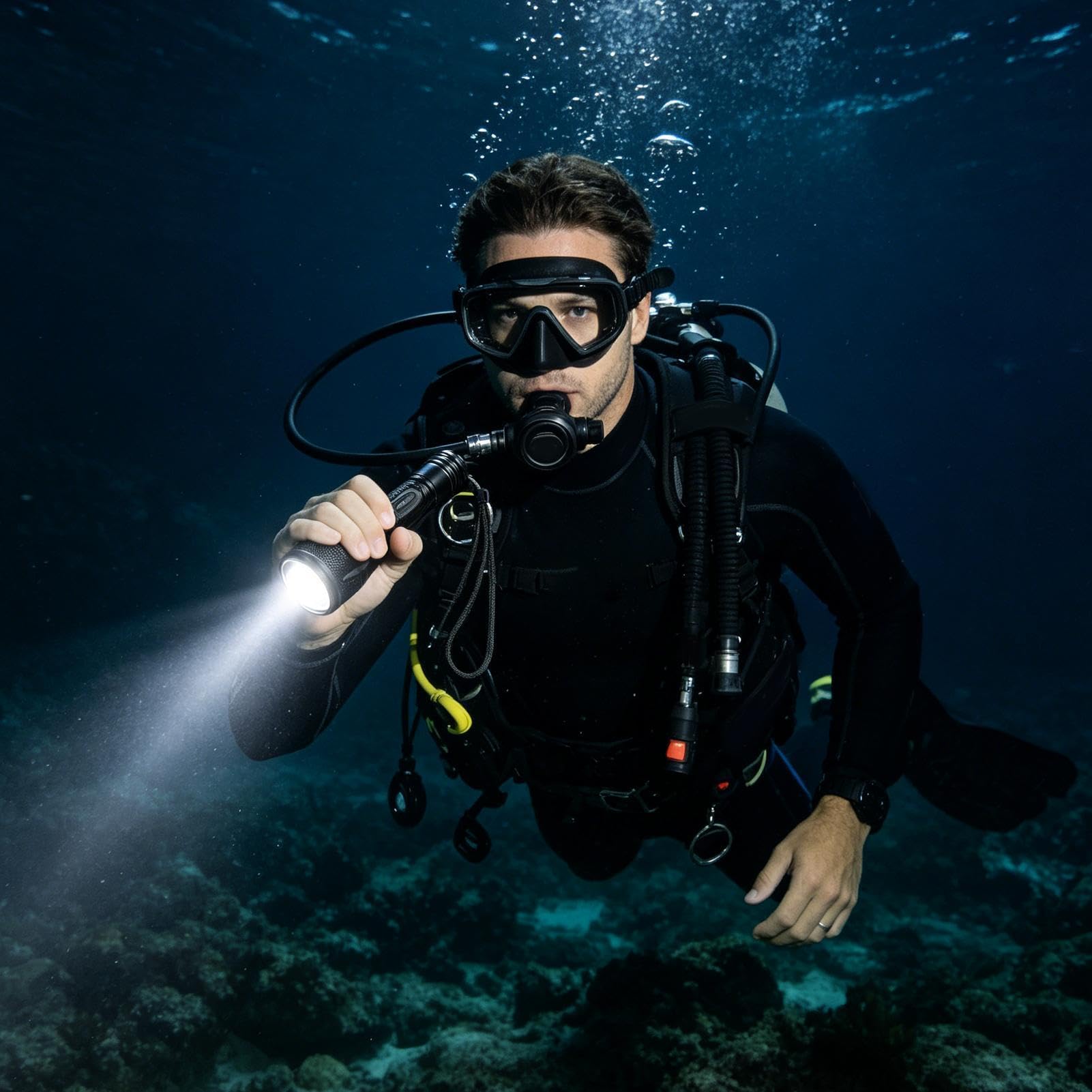 Torcia subacquea per immersioni, 3 modalità di illuminazione brillante, ricaricabile | Torcia subacquea per attività sicure di snorkeling notturno