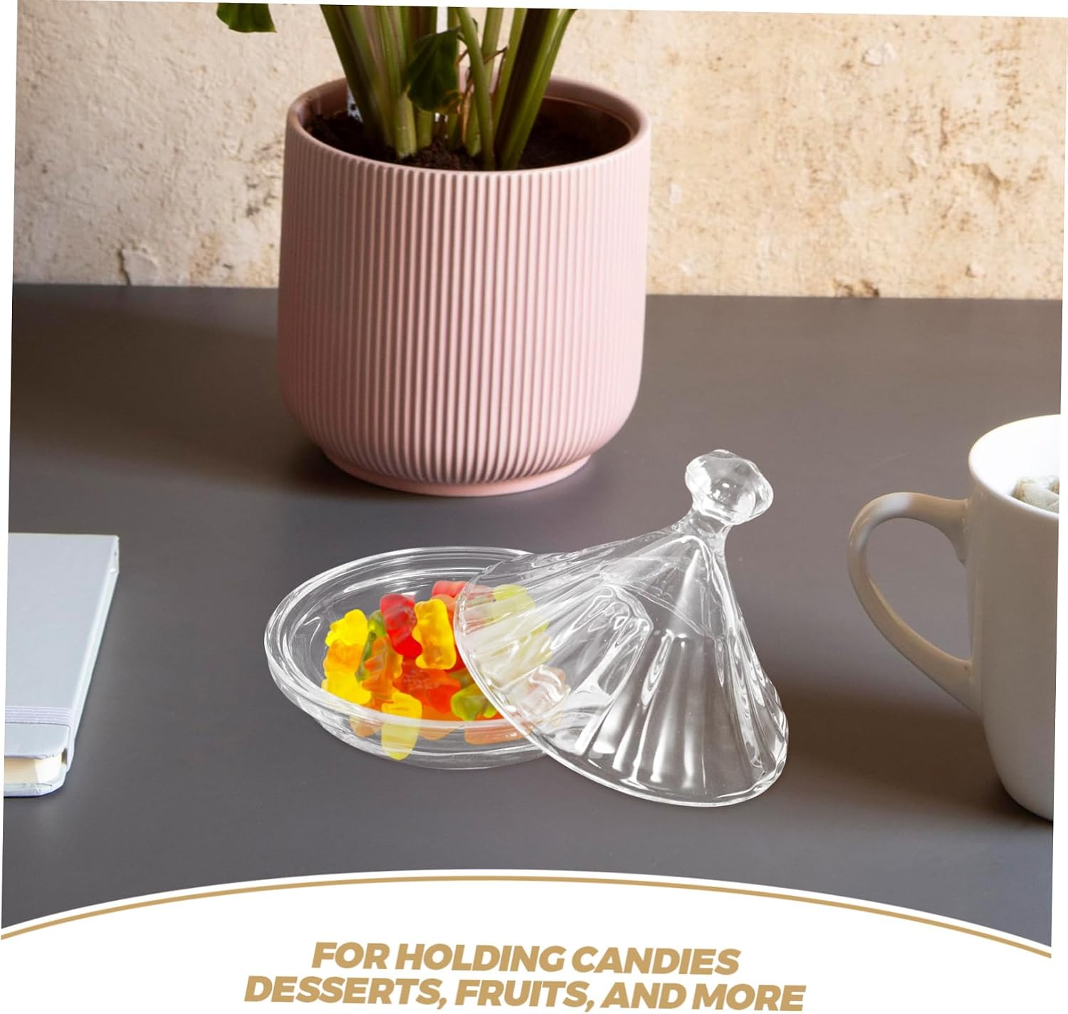 Glass Candy Dish with Lid, Mini Box for Xmas Family Gatherings
