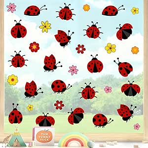 Amazon.com: Ladybug Window Clings Cute Insect Window Sticker Double ...