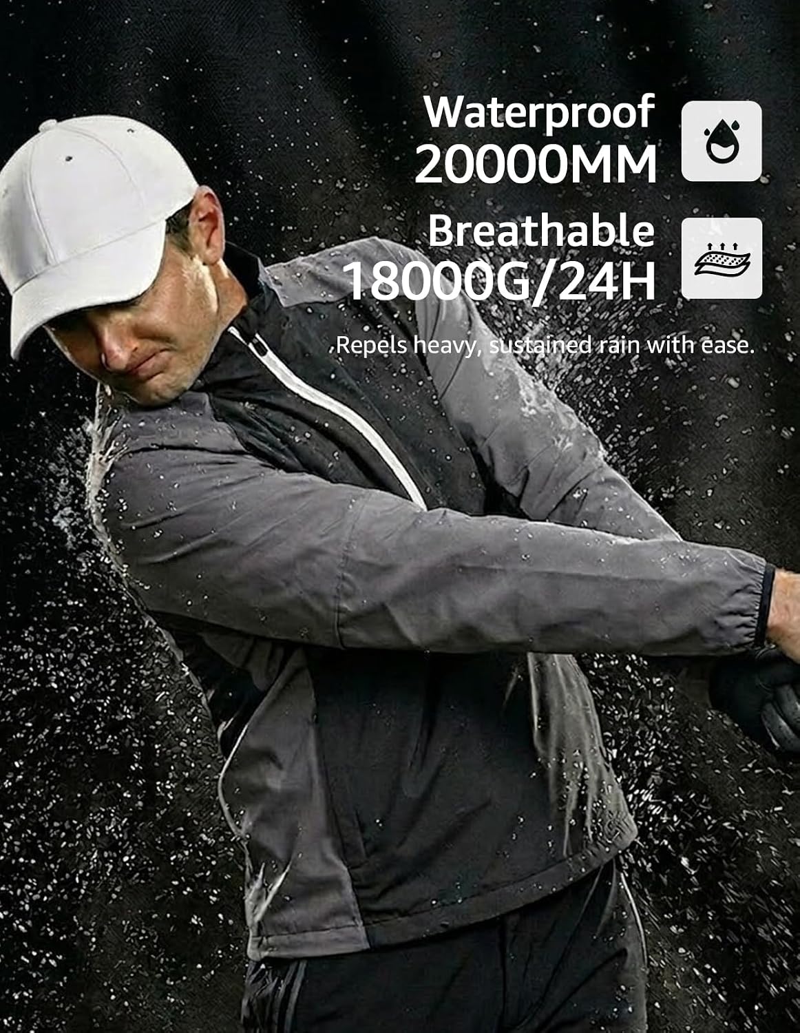 fit space Waterproof Golf Rain Jacket for Men 20K Performance Lightweight Rain Jackets for All Sports