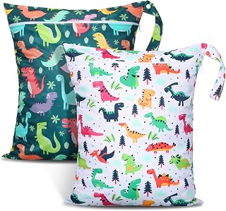 Shappy 2 Pack Wet Dry Bag Travel Laundry Waterproof,Dinosaur Style