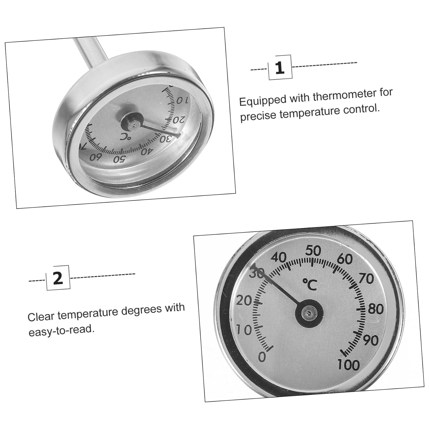 NUOBESTY Electric Kettle Thermometer with Compact Design Stainless Steel Kitchen and Easy-to-Read Display, Food Thermometer for Cooking and Home Use