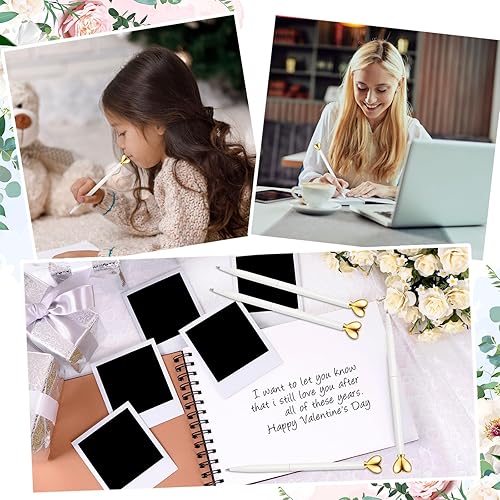 Miniatura 4 de Thenshop 24 bolígrafos en forma de corazón, retráctiles, de metal, bonitos bolígrafos de tinta negra de 0.039 in, bolígrafos decorativos, regalos de