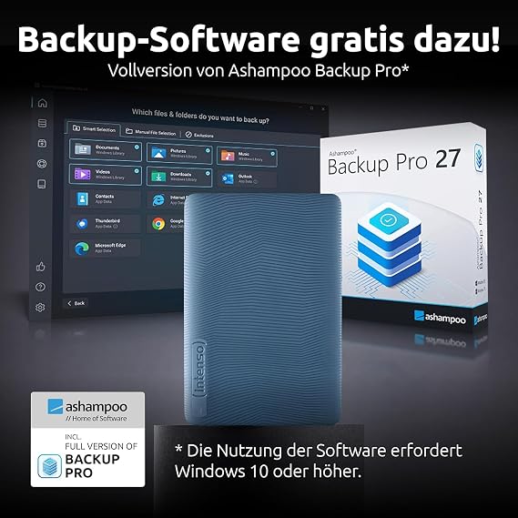 Intenso Memory Safe 1 TB External Hard Drive - 2.5 Inch USB 3.2 HDD for PC