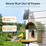 Smart Bird Feeder avec caméra, 2K UHD Caméra d'alimentation d'oiseau solaire alimentée, sensible AI Identification, alertes instantanées capture vidéo, IP66 Nourriture d'observation d'oiseau imperméable, cadeau idéal, vert