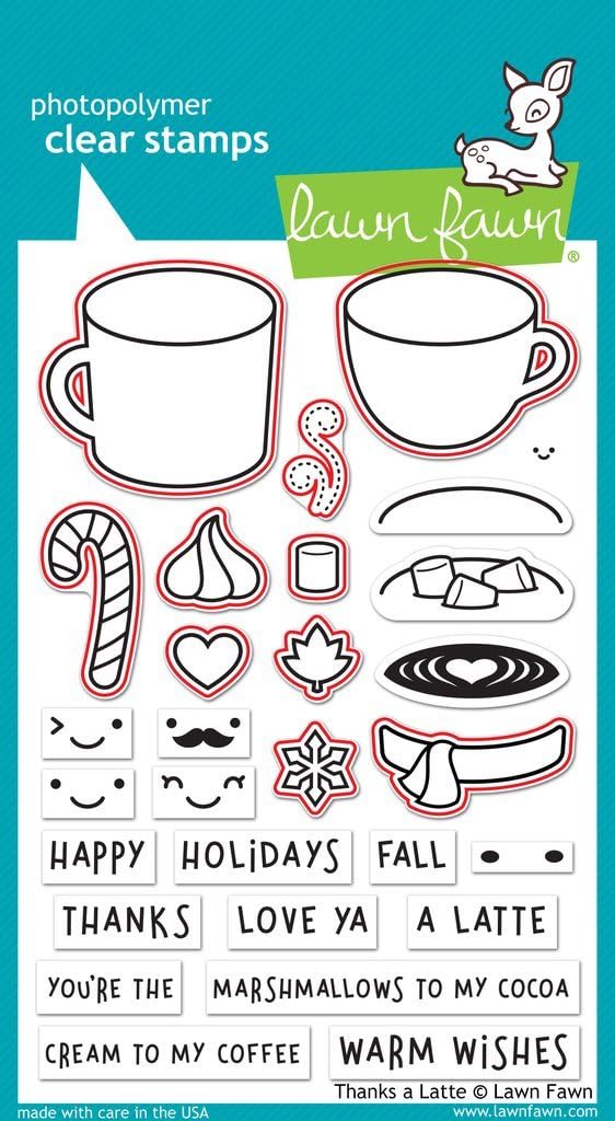 Lawn Fawn Thanks a Latte Clear Stamp Set and Coordinating Lawn Cut Die Set, Two Item Bundle (LF1761, LF1762)