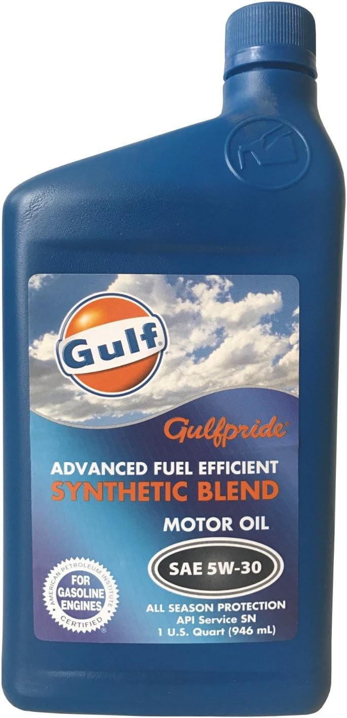 Gulf Pride Advanced Fuel Efficient Synthetic Blend Motor Oil 5W-30,1 Quart Bottles, Case of 12