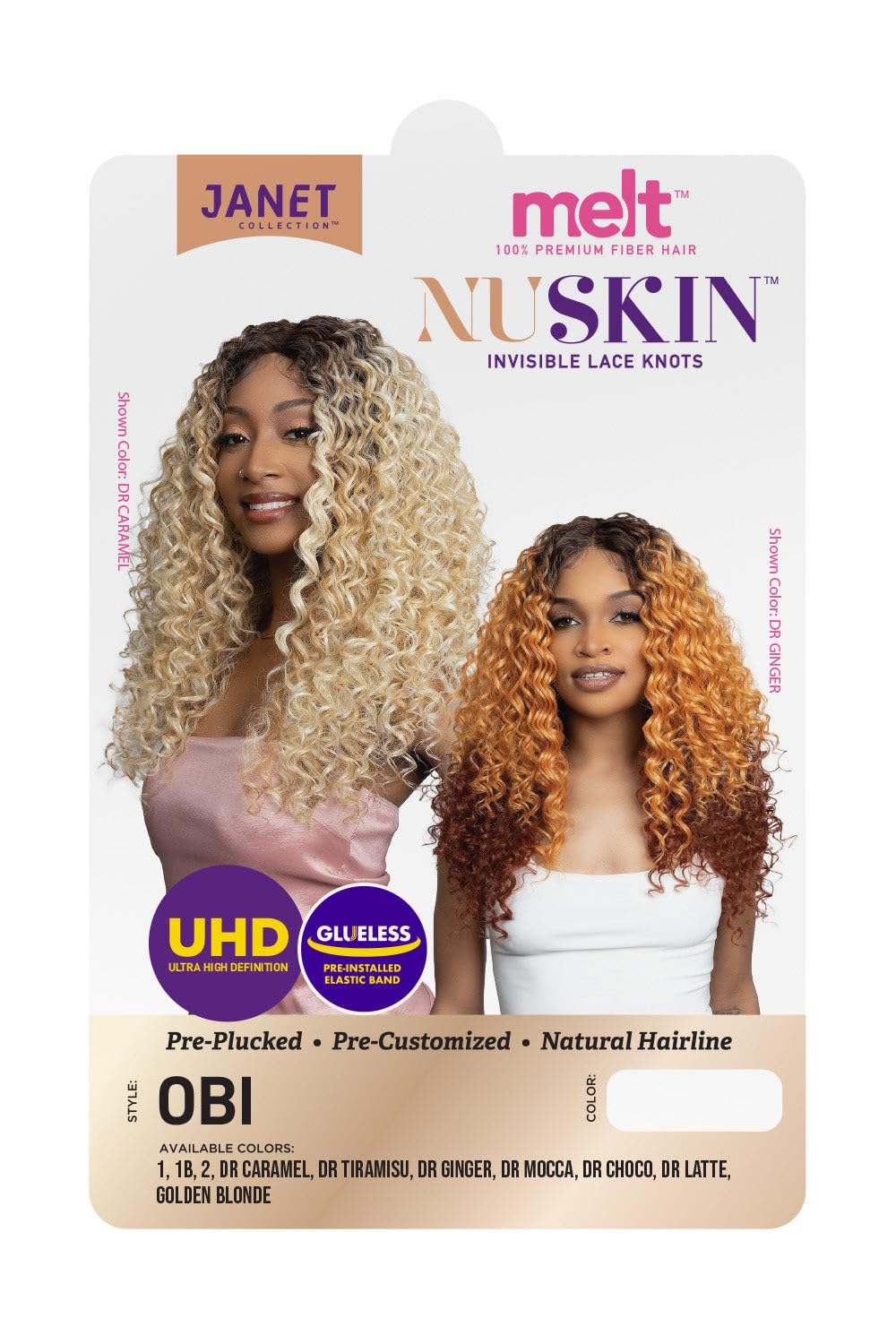Janet Collection melt NUSKIN Invisible Lace Knots OBI Wig – UHD Deep Part, Pre-Plucked Hairline, Baby Hairs, Transparent Swiss Lace Front Wig, Glueless Natural Look (COLOR DR CHOCO)