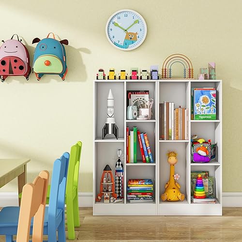 Miniatura 2 de Costzon 5-Cube Kids Bookshelf, 41 Tall Wooden Toy Storage Organizer for Books Toys, 3-Tier Storage Cabinet, Bookcase for Kids Room, Playroom,