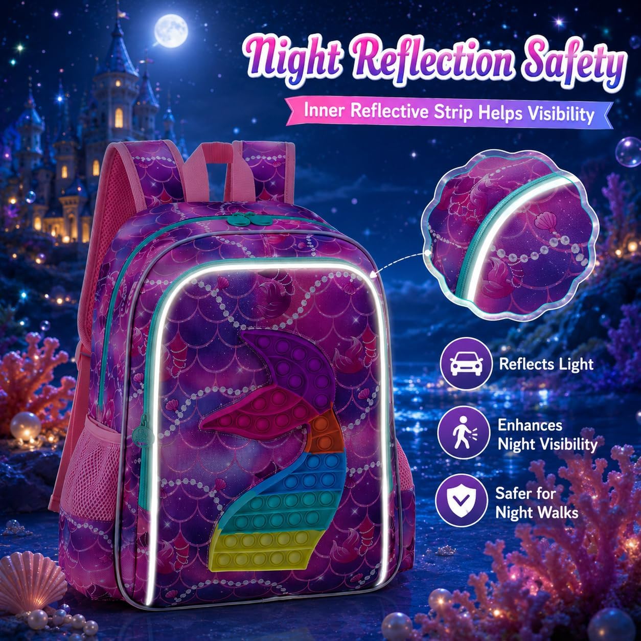 3PCS Girls and Boys Backpack, 16" Kids Bookbag with Lunch Box, Water Resistant School Bag for Elementary Prechool image 3