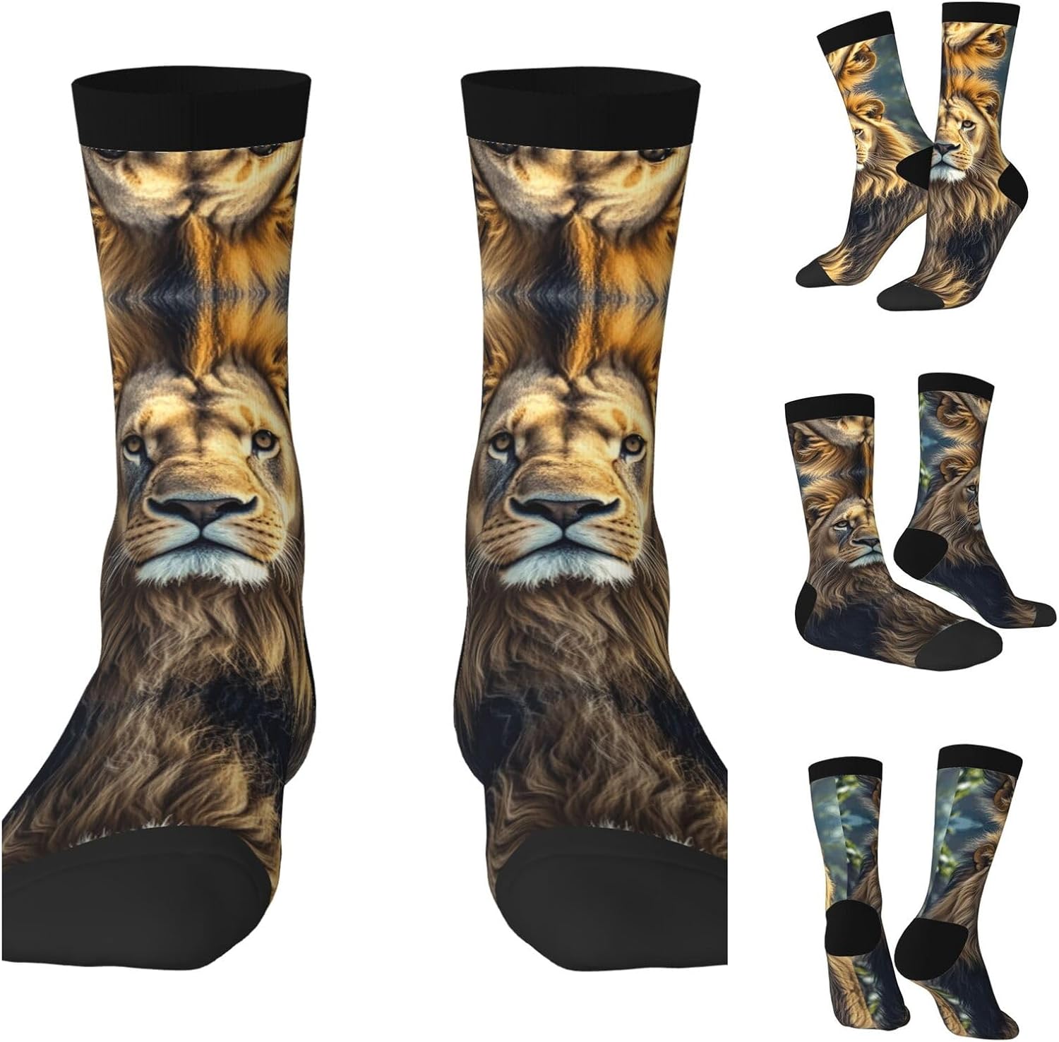Calf Socks Casual Above Ankle Sock Lion imageCrew Socks for Men Women Moisture Wicking Cushion Sports