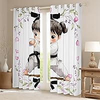 Vista 24 de Erosebridal Cortinas opacas de moda de los años 90, 30 % a 50 % para dormitorio, cortina de ventana con cinta de radio retro, tratamientos de Negro
