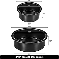 Vista 2 de AWTBDP Juego de moldes para pasteles de 4 y 6 pulgadas, juego de 2, molde redondo para hornear, moldes para pasteles de capas de metal de acero