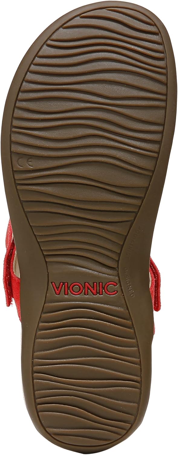 Vista 5 de Vionic Sandalias Rest Wanda de cuero para mujer, sandalias de vestir sin espalda que incluyen comodidad de tres zonas con plantilla ortopédica