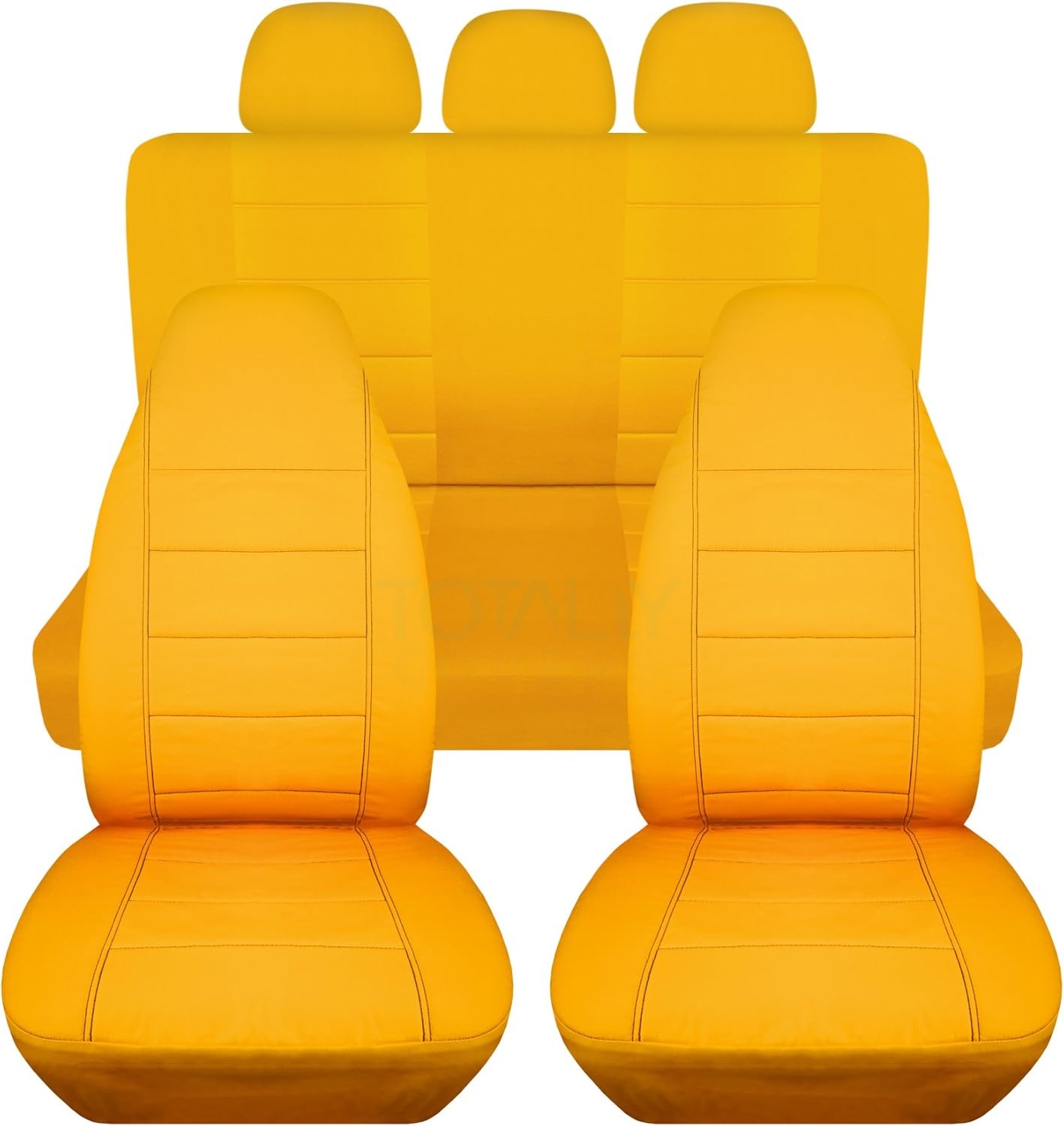 Totally Covers Solid Car Seat Covers w 3 Rear Headrest Covers: White - Universal Fit - Full Set - Front Buckets & Rear Bench - Option for Airbag/Seat Belt/Armrest/Release/Lever/Split Compatible