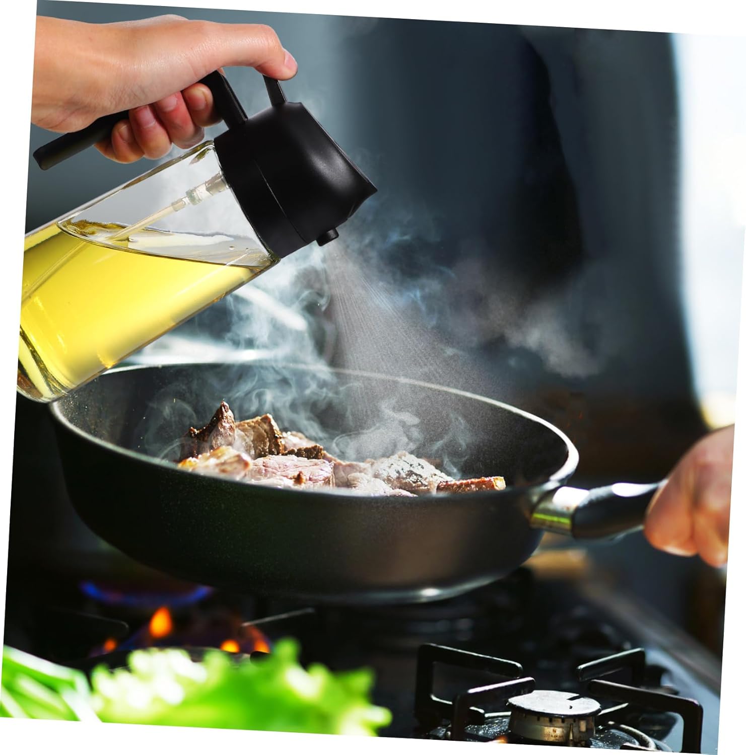 Mikinona 3pcs Olive Oil Dispenser Bottle Spray Function Container for Cooking Easy One-hand for Kitchen and Outdoor Use