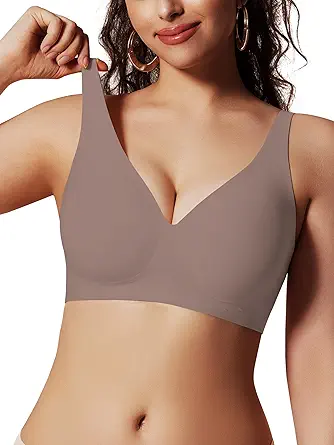 Push Up Bras for Women No Underwire Seamless Comfortable Deep V Bra Tshirt Bras with Support and Lift