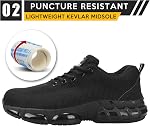 OWIF Steel Toe Safety Shoes for Men Women Lightweight Work Shoes Comfortable Cushion Construction Shoes