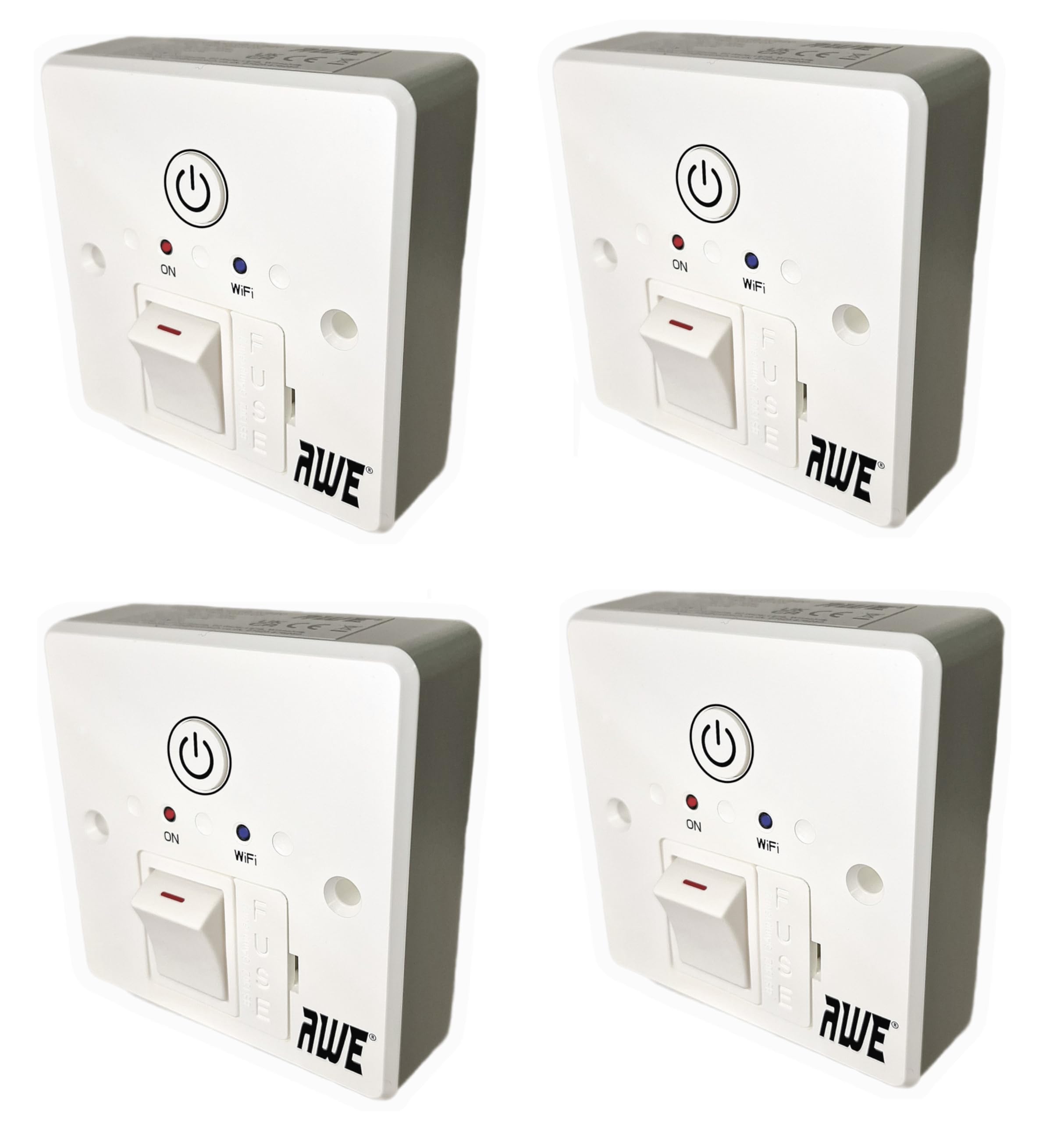 Awe 4 x Smart Wifi Fused 13A Timer Switch Save £££ Electric Heating, Immersers, Aga's, Towel Rails & Lighting | 5yr Warranty* | Alexa & Google Voice Control | Timers & Daily App Schedules