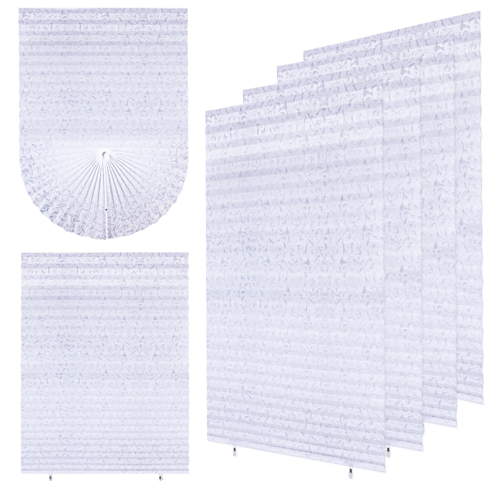 4 Pack Stick-On Blackout Shades, Temporary No-Drill Paper Curtains for Bedroom, Bathroom and Home Use – Easy Fit, High Light Blocking (White,light filtering, 60W x 150H cm)