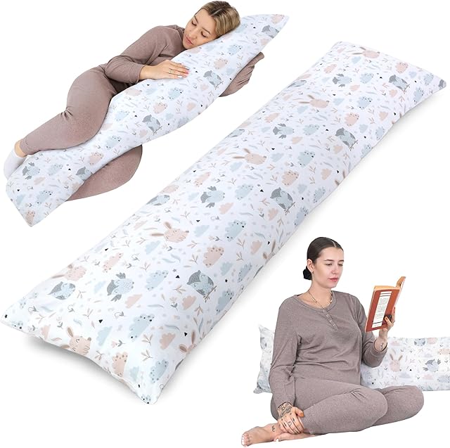 Poduszka do spania na boku z bawełnianym pokrowcem 40 x 145 cm - komfortowa poduszka do spania na boku poduszka na ciało do spania na boku sowy