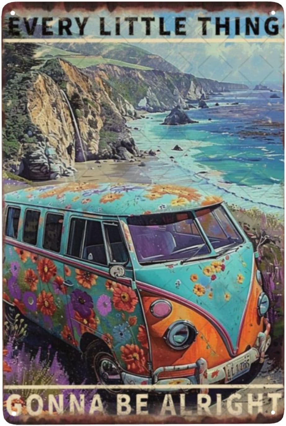 Targa Metallica Vintage Volkswagen Bulli T1 30x40 Cm | Let's Get Away | Decorazione Retrò Per Garage E Casa