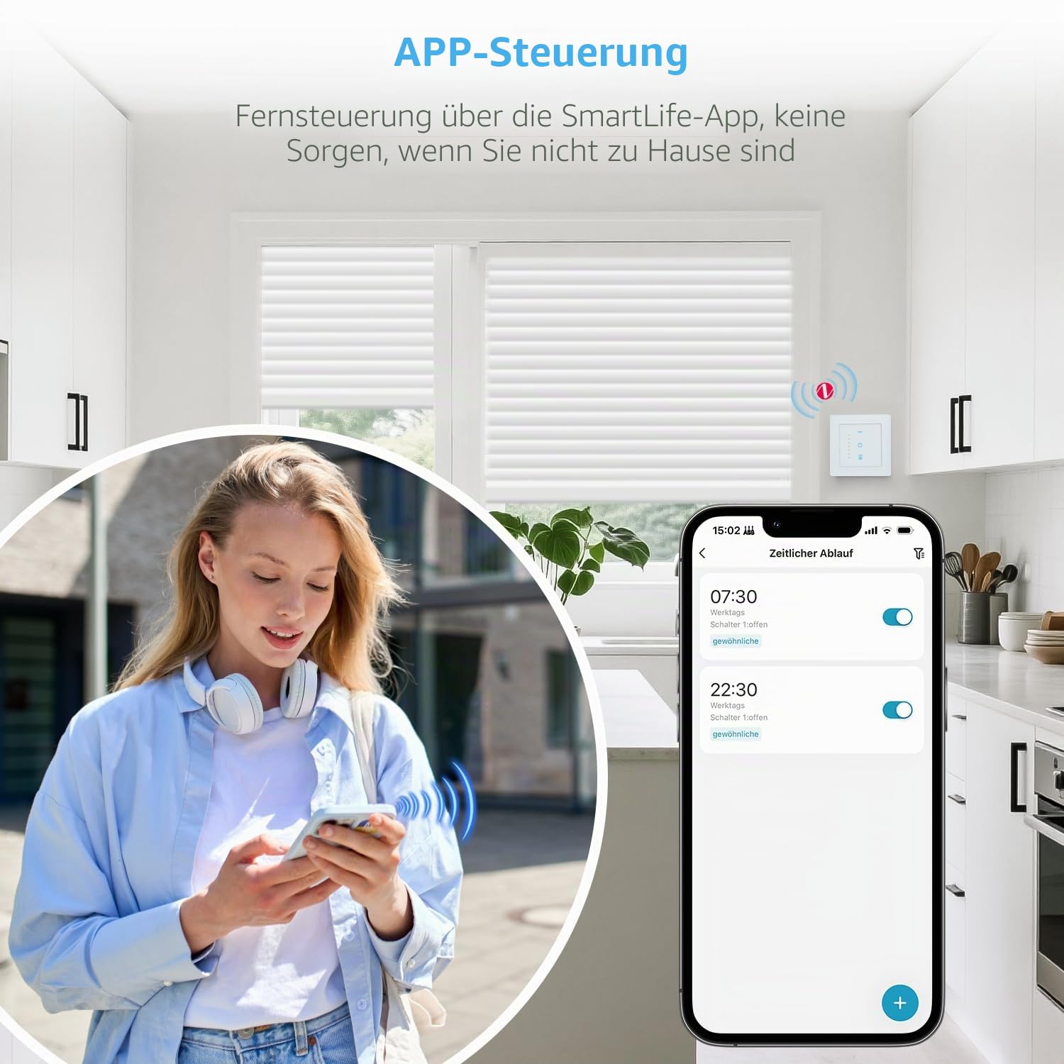 SMARTERCURRY Zigbee Rolladenschalter Smart [Gen 6.1] 80 * 80mm 2 Stücke