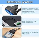 xruc Câble SATA vers USB 3.0 avec Alimentation 12V 2A pour 3.5 Pouces - 4