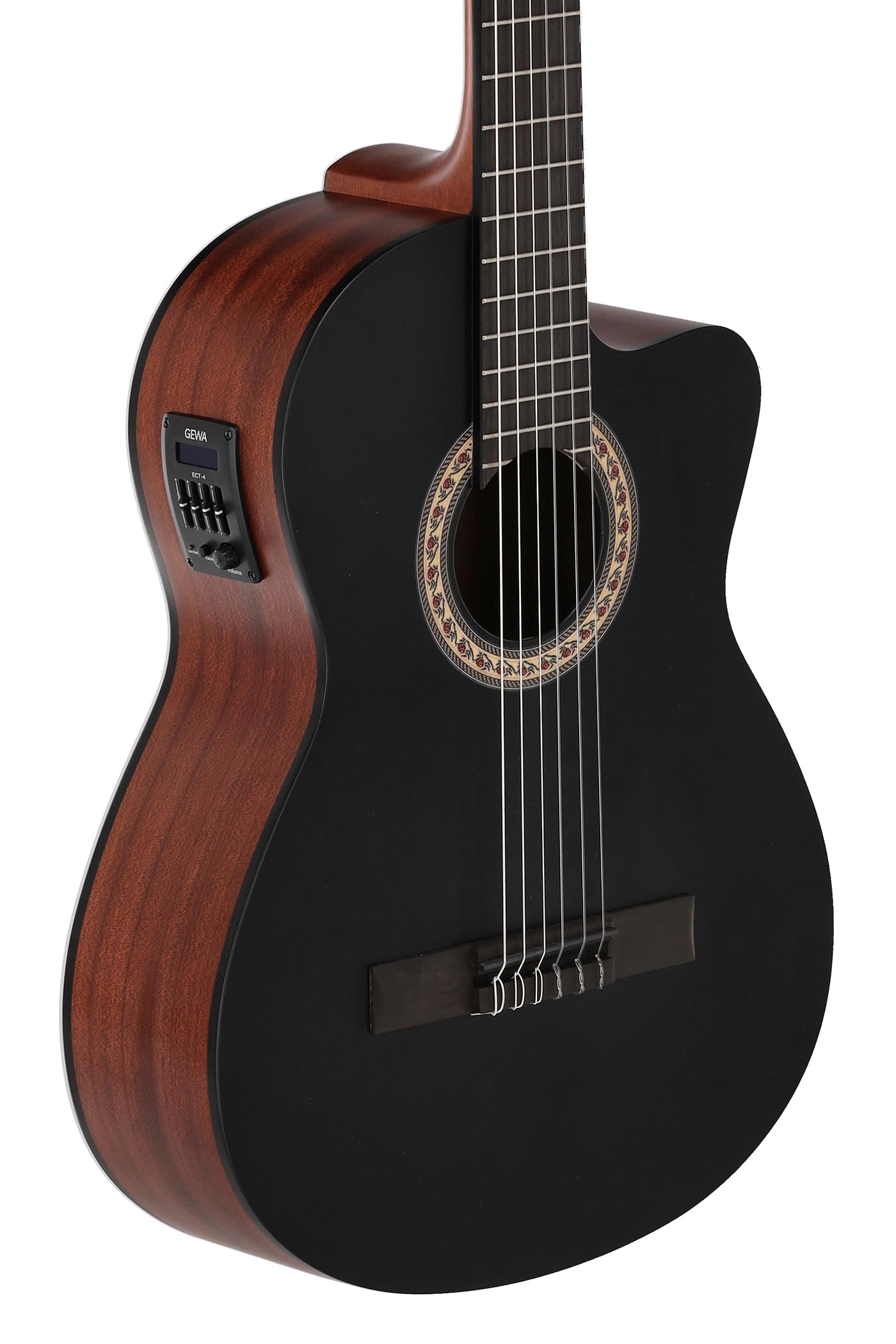 LUTHIER MANUEL RODRÍGUEZ E-Akustikgitarre Caballero Principio - Black Top Cut - Massive Fichtendecke schwarz - Boden/Zarge Sapelli Mahagoni - ETC-4 Preamp - CA-PM SB