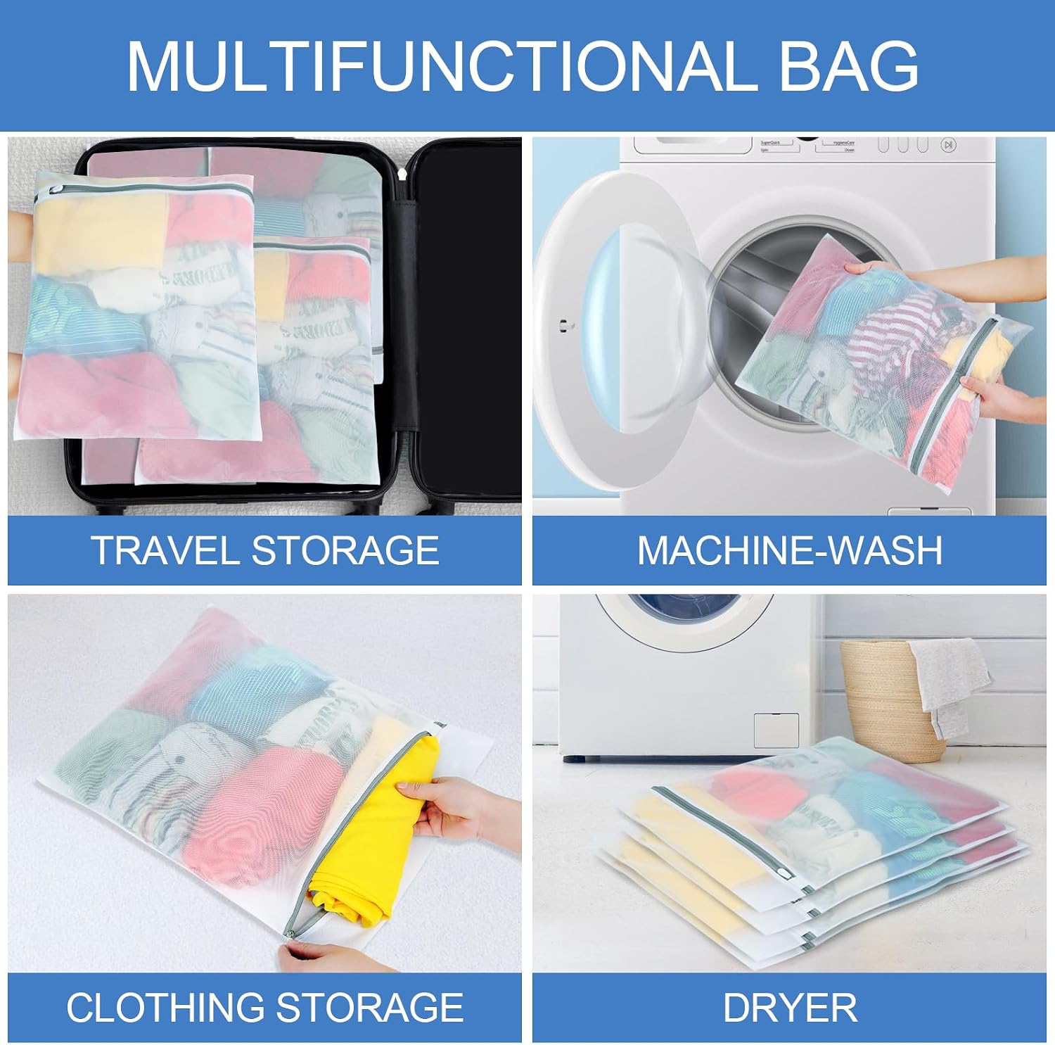 4Pcs Large Mesh Laundry Bags（2L,2XL）Laundry Bags Mesh Wash Bags