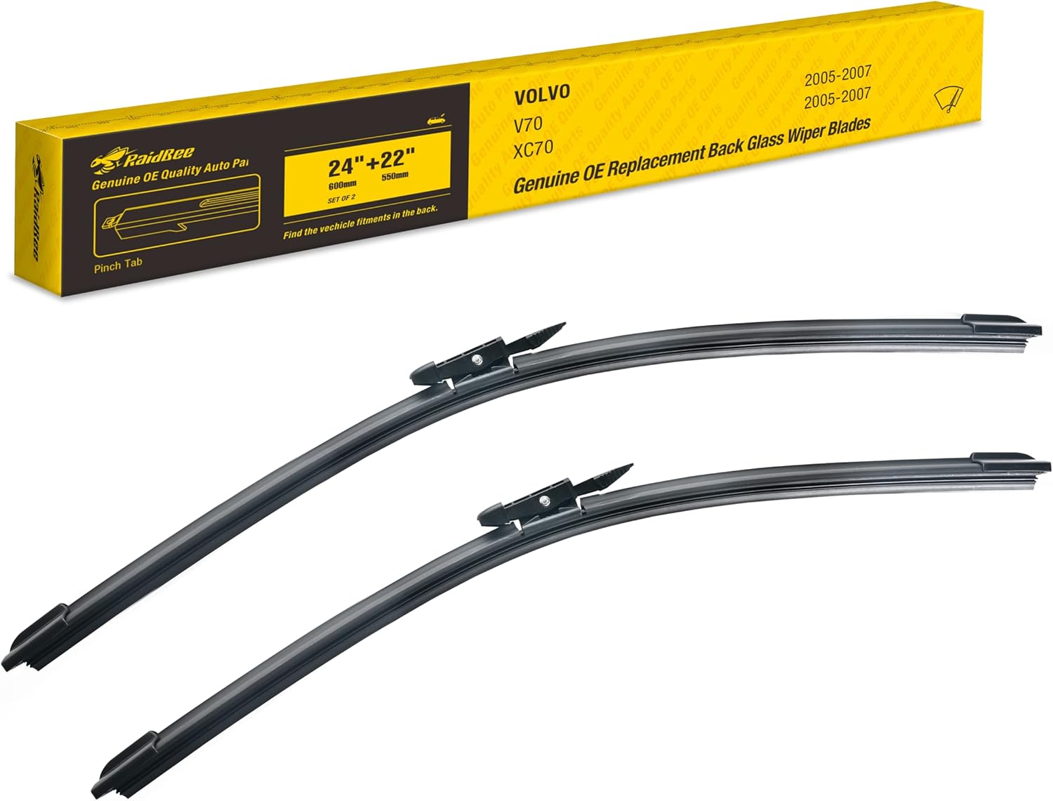 Raidbee Windshield Wiper Blades,24"+22" 2 Pack AllSeasons