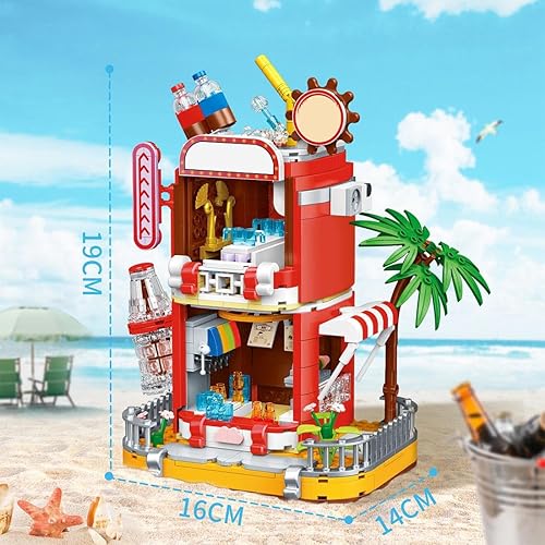 Miniatura 2 de Kit de micro bloques de construcción de coca cola, caja de música modelo de casa de coca, juego de juguetes de ladrillos modulares de bricolaje (718