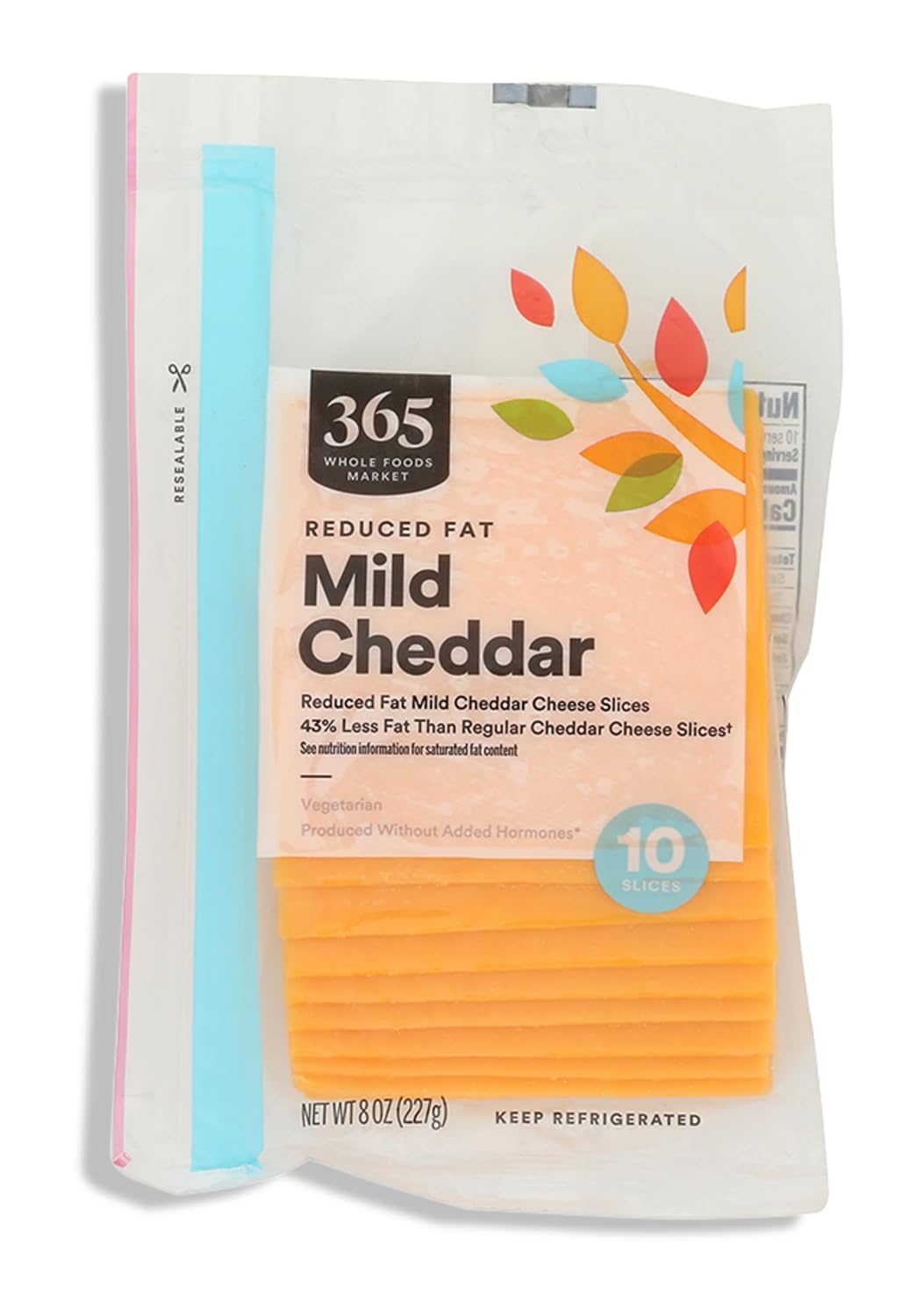 365 by Whole Foods Market Mild Reduced Fat Sliced Cheddar Cheese, 8 oz - Premium Taste, Healthier Choice