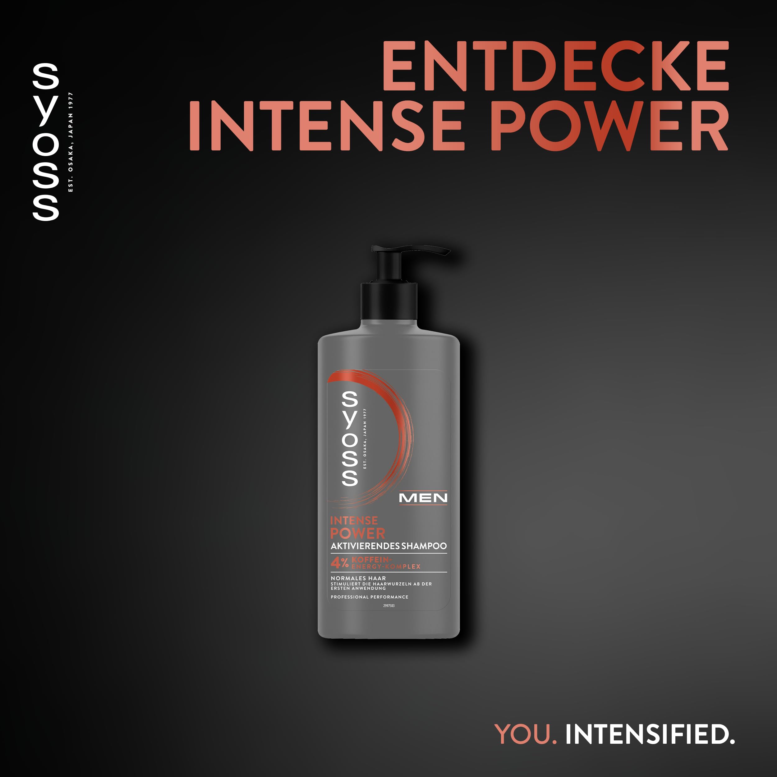 Syoss Men Power Shampoo (12x 440 ml) für normales Haar, kräftigend mit Koffein & Power-Boost Technologie, Haarwurzelstimulation, 90% natürliche Inhaltsstoffe, recyceltes Plastik