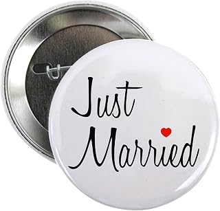CafePress Just Married (Black Script W/Heart) 2.25 Button 2.25" Button
